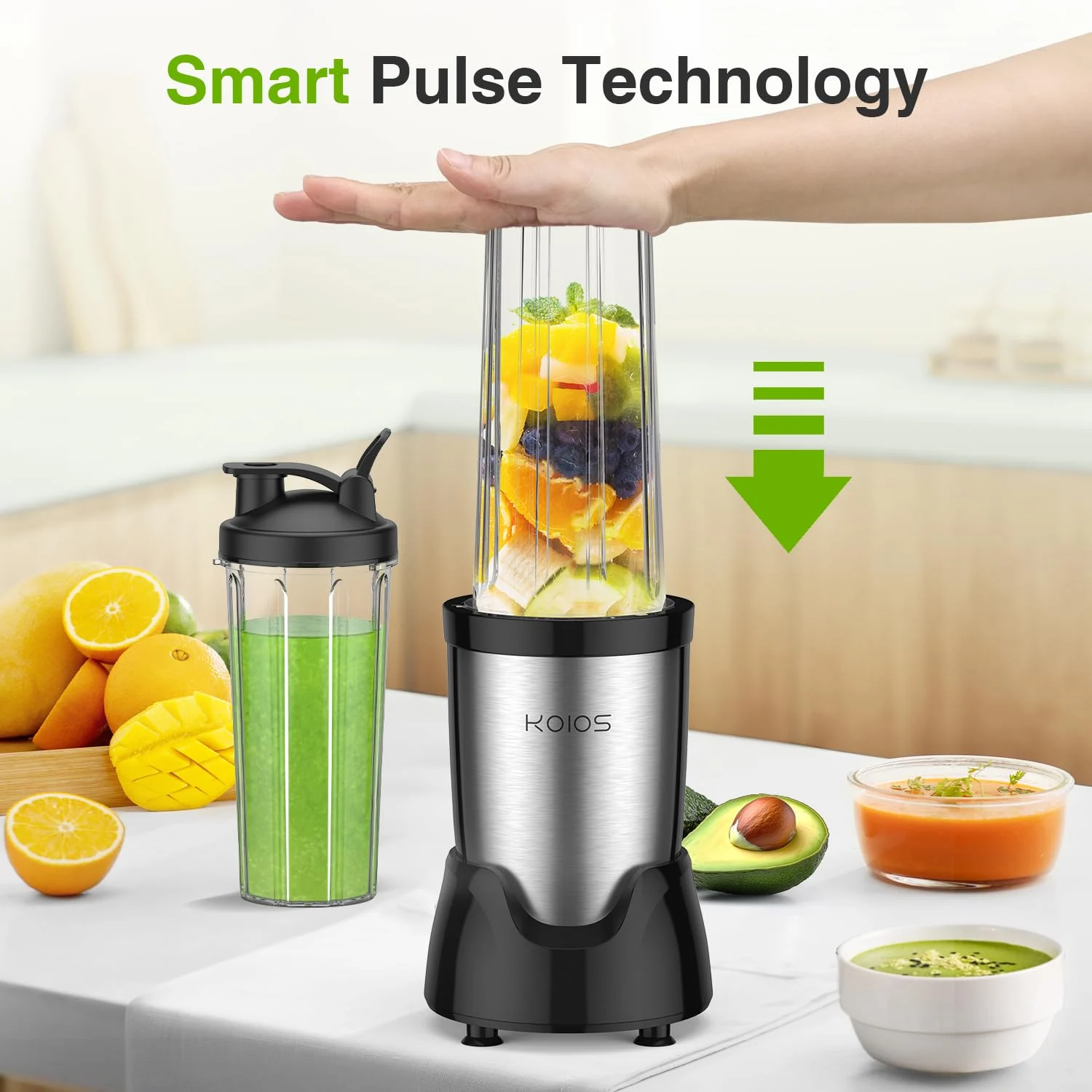 mini personal blender for shakes and smoothies with 3 * 22oz to go cups,22000 rpm smoothie maker